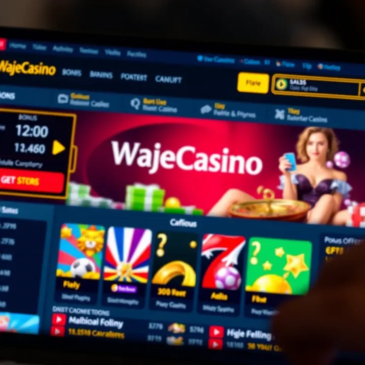 Illustration showing a virtual casino interface highlighting Wajecasino features for Nigerian players