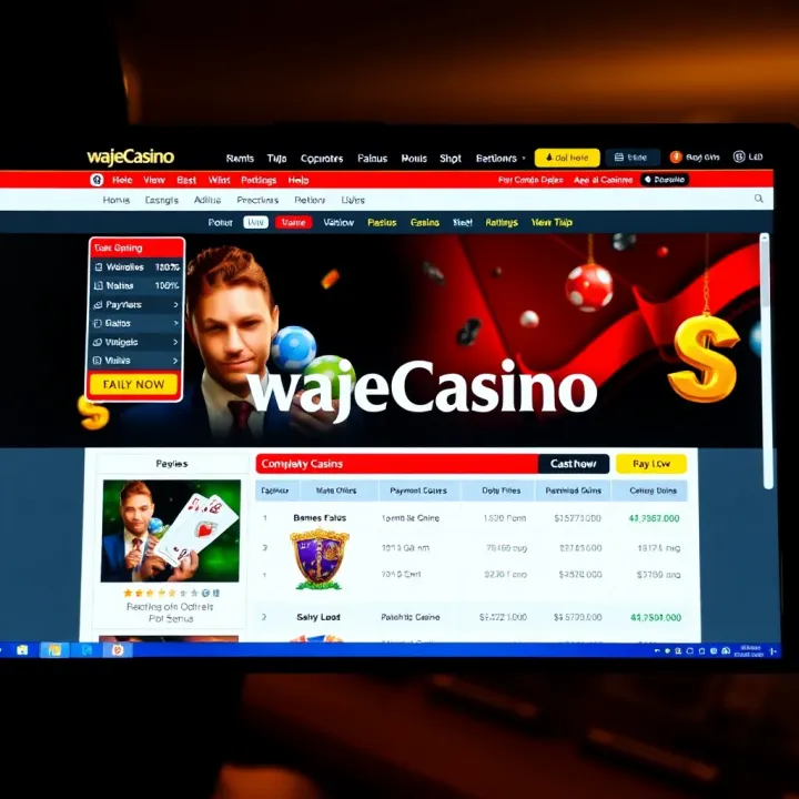 Credit card and laptop displaying Wajecasino online gaming platform in Nigeria