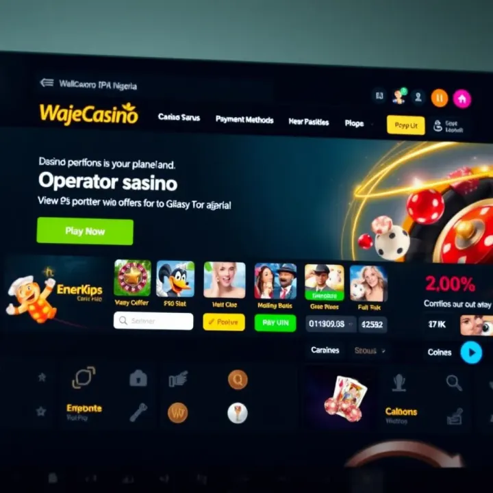 Logo and interface of Wajecasino online gaming platform