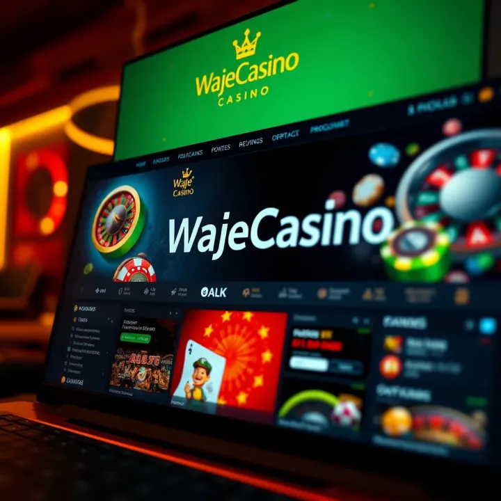 Wajecasino Online Gaming Platform Interface Screenshot of Wajecasino online gaming platform showing game selection and navigation options