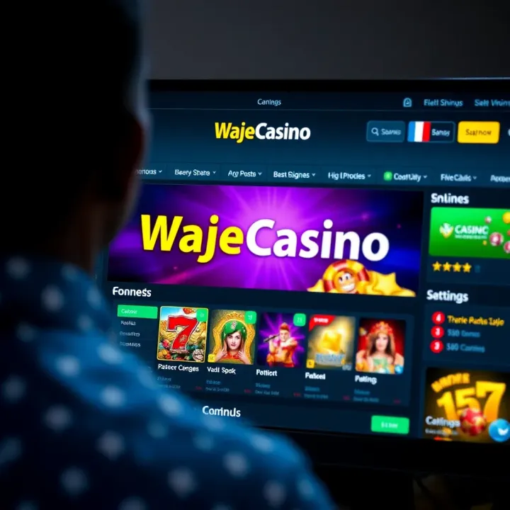 User logging into WajeCasino platform on a laptop with secure authentication