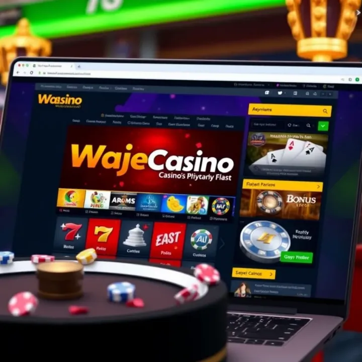 Screenshot of WajeCasino Telegram channel interface showing latest game updates and promotions